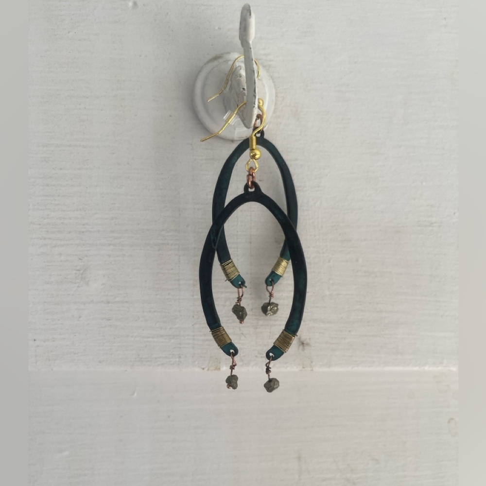 Unique green, gold and silver Earrings by MCM designs